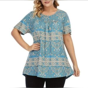 Beautiful Teal/Blue Paisley design Top NWT